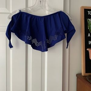 Blue Bikini Top with ruffle